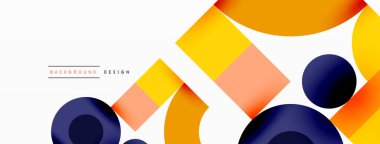 Çember ve kare geometrik arkaplan. Duvar kağıdı, pankart, arkaplan ya da iniş için üçgen ve kareli yuvarlak şekiller