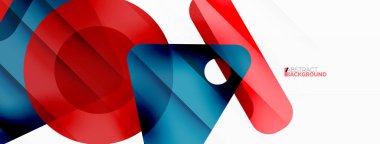 Çizgi, üçgen, kare ve çember ilkel bileşimi. Duvar kağıdı, pankart, arkaplan, iniş sayfası için vektör geometrik asgari özet arkaplan