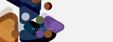 Soyut yuvarlak geometrik şekiller ve daireler. Duvar kağıdı, afiş, arkaplan veya iniş için moda tekno iş şablonu