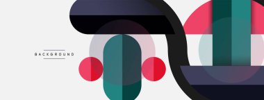 Yuvarlak geometrik şekiller çizgiler ve daireler. Duvar kağıdı afişi ya da iniş sayfası için vektör şablonu