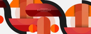 Yuvarlak geometrik şekiller çizgiler ve daireler. Duvar kağıdı afişi ya da iniş sayfası için vektör şablonu