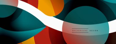 Yaratıcı geometrik duvar kağıdı. Asgari soyut arkaplan. Duvar kağıdı arkaplanı veya iniş sayfası için daire dalga ve yuvarlak şekiller kompozisyon vektör çizimi