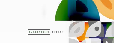 Renkli minimetrik geometrik soyut arkaplan. Yuvarlak elementlerle üçgen şekli, daireler. Duvar kağıdı, afiş, arkaplan veya iniş için moda tekno iş şablonu