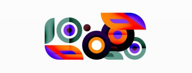 Soyut yuvarlak şekiller arka plan. Minimalist dekorasyon. Çemberleri ve halkaları olan geometrik arkaplan