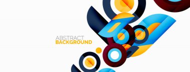 Soyut yuvarlak şekiller arka plan. Minimalist dekorasyon. Çemberleri ve halkaları olan geometrik arkaplan