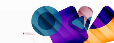 Çizgi, üçgen, kare ve çember ilkel bileşimi. Duvar kağıdı, pankart, arkaplan, iniş sayfası için vektör geometrik asgari özet arkaplan