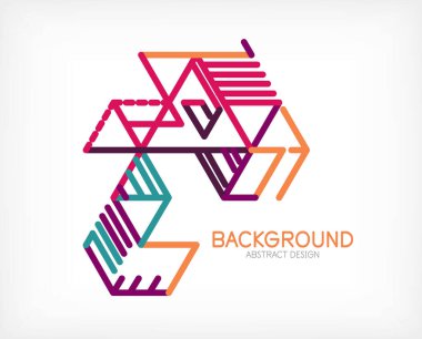 Soyut arkaplan. Beyaz arkaplanda renk çizgileri. Doğrusal soyut kompozisyon. Duvar kağıdı, afiş, arkaplan, iniş sayfası için tekno veya iş konsepti