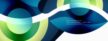 Renkli geometrik şekilli soyut arkaplan. Yuvarlak şekilli, daire ve çizgilerle çok güzel bir arka plan. Geometrik tasarım. Vektör illüstrasyonu