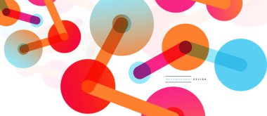 Soyut arkaplan. Yuvarlak noktalar çizgilerle birleşti. Duvar kağıdı, afiş, arkaplan veya iniş için moda tekno iş şablonu