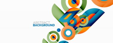 Soyut yuvarlak şekiller arka plan. Minimalist dekorasyon. Çemberleri ve halkaları olan geometrik arkaplan