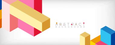 Soyut arkaplan. 3 boyutlu küp, küp elementler ve bloklar. Duvar kağıdı, afiş, arkaplan, iniş sayfası için tekno veya iş konsepti