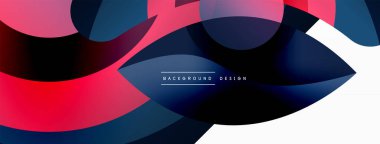 Renkli geometrik şekilli soyut arkaplan. Yuvarlak şekilli, daire ve çizgilerle çok güzel bir arka plan. Geometrik tasarım. Vektör illüstrasyonu