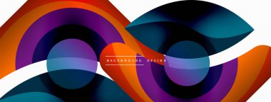 Renkli geometrik şekilli soyut arkaplan. Yuvarlak şekilli, daire ve çizgilerle çok güzel bir arka plan. Geometrik tasarım. Vektör illüstrasyonu