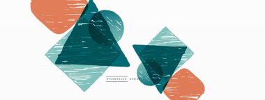 Soyut arkaplan. El çizimi geometrik şekil - kare, daire ve üçgen. Duvar kağıdı, afiş, arkaplan veya iniş için zanaat iş şablonu