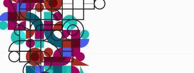 Minimum geometrik soyut arkaplan. Çember kare ve üçgen tasarım. Duvar kağıdı, afiş, arkaplan veya iniş için moda tekno iş şablonu