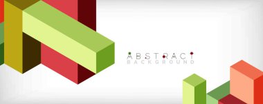 Soyut arkaplan. 3 boyutlu küp, küp elementler ve bloklar. Duvar kağıdı, afiş, arkaplan, iniş sayfası için tekno veya iş konsepti