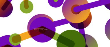 Soyut arkaplan. Yuvarlak noktalar çizgilerle birleşti. Duvar kağıdı, afiş, arkaplan veya iniş için moda tekno iş şablonu