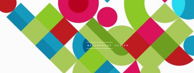 Çember ve kare geometrik arkaplan. Duvar kağıdı, pankart, arkaplan ya da iniş için üçgen ve kareli yuvarlak şekiller