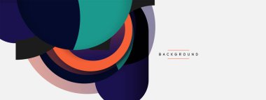 Yaratıcı geometrik duvar kağıdı. Asgari soyut arkaplan. Duvar kağıdı arkaplanı veya iniş sayfası için daire bileşimi vektör çizimi