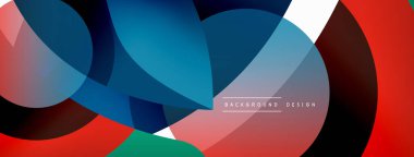 Renkli geometrik şekilli soyut arkaplan. Yuvarlak şekilli, daire ve çizgilerle çok güzel bir arka plan. Geometrik tasarım. Vektör illüstrasyonu