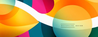 Yaratıcı geometrik duvar kağıdı. Asgari soyut arkaplan. Duvar kağıdı arkaplanı veya iniş sayfası için daire dalga ve yuvarlak şekiller kompozisyon vektör çizimi