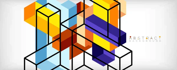 Абстрактный Фон Кубов Кубических Элементов Блоков Технология Бизнес Концепция Обоев — стоковый вектор