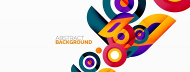 Soyut yuvarlak şekiller arka plan. Minimalist dekorasyon. Çemberleri ve halkaları olan geometrik arkaplan