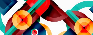 Yaratıcı geometrik duvar kağıdı. Yuvarlak şekilli asgari geometrik arka plan. Duvar kağıdı, afiş, arkaplan veya iniş için moda tekno iş şablonu