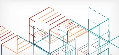 Soyut arkaplan. Beyaz arkaplanda renk çizgileri. Doğrusal soyut kompozisyon. Duvar kağıdı, afiş, arkaplan, iniş sayfası için tekno veya iş konsepti