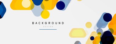 Beyaz üzerine renkli baloncuklar ve yuvarlak geometrik şekiller. Duvar kağıdı, pankart, arkaplan, iniş sayfası için vektör geometrik asgari özet arkaplan