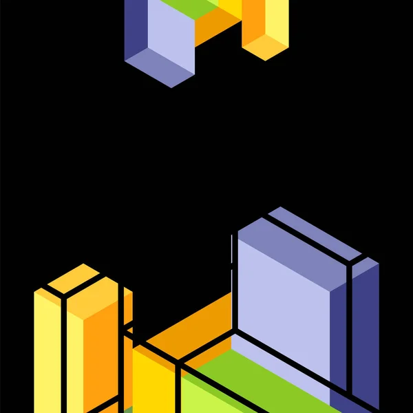 摘要背景 3D立方体 立方体元素和块 背景色 起落页的技术或商业概念 — 图库矢量图片