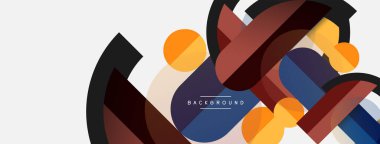 Geometrik şekiller bileşim soyut arkaplan. Çember çizgileri ve dikdörtgenler. Duvar kağıdı afişi veya iniş sayfası için vektör illüstrasyonu