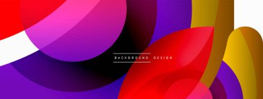 Renkli geometrik şekilli soyut arkaplan. Yuvarlak şekilli, daire ve çizgilerle çok güzel bir arka plan. Geometrik tasarım. Vektör illüstrasyonu