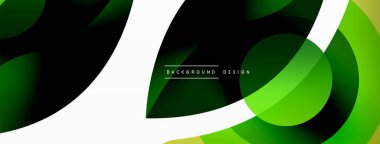 Renkli geometrik şekilli soyut arkaplan. Yuvarlak şekilli, daire ve çizgilerle çok güzel bir arka plan. Geometrik tasarım. Vektör illüstrasyonu