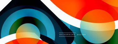 Renkli geometrik şekilli soyut arkaplan. Yuvarlak şekilli, daire ve çizgilerle çok güzel bir arka plan. Geometrik tasarım. Vektör illüstrasyonu