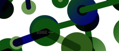 Soyut arkaplan. Yuvarlak noktalar çizgilerle birleşti. Duvar kağıdı, afiş, arkaplan veya iniş için moda tekno iş şablonu