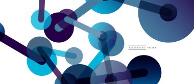 Soyut arkaplan. Yuvarlak noktalar çizgilerle birleşti. Duvar kağıdı, afiş, arkaplan veya iniş için moda tekno iş şablonu