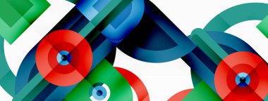 Yaratıcı geometrik duvar kağıdı. Yuvarlak şekilli asgari geometrik arka plan. Duvar kağıdı, afiş, arkaplan veya iniş için moda tekno iş şablonu