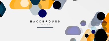 Beyaz üzerine renkli baloncuklar ve yuvarlak geometrik şekiller. Duvar kağıdı, pankart, arkaplan, iniş sayfası için vektör geometrik asgari özet arkaplan