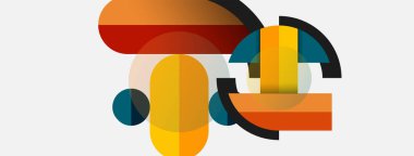 Geometrik şekiller bileşim soyut arkaplan. Çember çizgileri ve dikdörtgenler. Duvar kağıdı afişi veya iniş sayfası için vektör illüstrasyonu