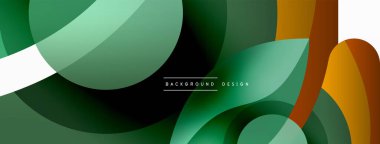 Renkli geometrik şekilli soyut arkaplan. Yuvarlak şekilli, daire ve çizgilerle çok güzel bir arka plan. Geometrik tasarım. Vektör illüstrasyonu