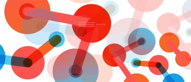 Soyut arkaplan. Yuvarlak noktalar çizgilerle birleşti. Duvar kağıdı, afiş, arkaplan veya iniş için moda tekno iş şablonu