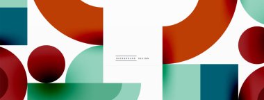 Çember ve kare geometrik arkaplan. Duvar kağıdı, pankart, arkaplan ya da iniş için üçgen ve kareli yuvarlak şekiller