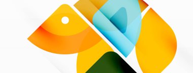 Renkli minimetrik geometrik soyut arkaplan. Yuvarlak elementlerle üçgen şekli, daireler. Duvar kağıdı, afiş, arkaplan veya iniş için moda tekno iş şablonu