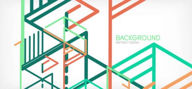 Soyut arkaplan. Beyaz arkaplanda renk çizgileri. Doğrusal soyut kompozisyon. Duvar kağıdı, afiş, arkaplan, iniş sayfası için tekno veya iş konsepti