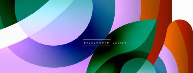 Renkli geometrik şekilli soyut arkaplan. Yuvarlak şekilli, daire ve çizgilerle çok güzel bir arka plan. Geometrik tasarım. Vektör illüstrasyonu