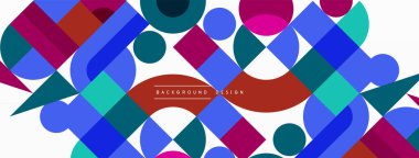 Minimum geometrik soyut arkaplan. Çember kare ve üçgen tasarım. Duvar kağıdı, afiş, arkaplan veya iniş için moda tekno iş şablonu