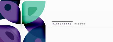 Renkli minimetrik geometrik soyut arkaplan. Yuvarlak elementlerle üçgen şekli, daireler. Duvar kağıdı, afiş, arkaplan veya iniş için moda tekno iş şablonu