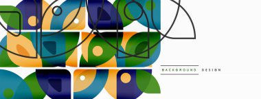 Çizgiler, kareler, daireler ve üçgenler. Duvar kağıdı, pankart, arkaplan, sunum veya iniş sayfası için Geometrik soyut arkaplan