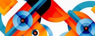 Yaratıcı geometrik duvar kağıdı. Yuvarlak şekilli asgari geometrik arka plan. Duvar kağıdı, afiş, arkaplan veya iniş için moda tekno iş şablonu